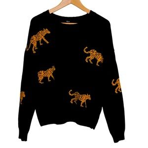 Rails Cotton Cashmere Blend Bengal Cheetah Jungle Cat Sweater Pullover size S